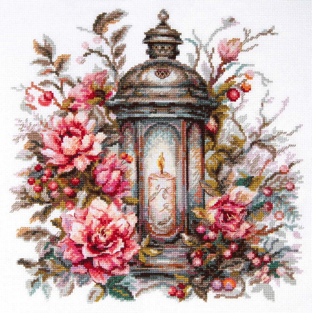 Kit de punto de cruz Magic Needle 70-44 Lantern in Bloom con farol y flores