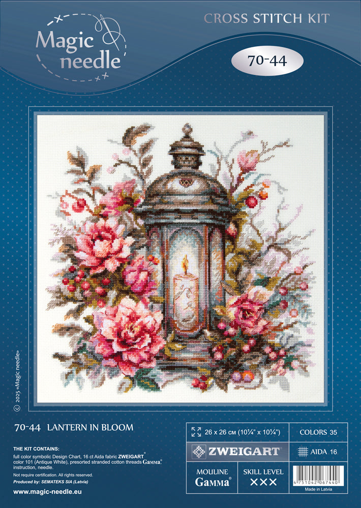 Portada del kit Magic Needle 70-44 Lantern in Bloom para punto de cruz