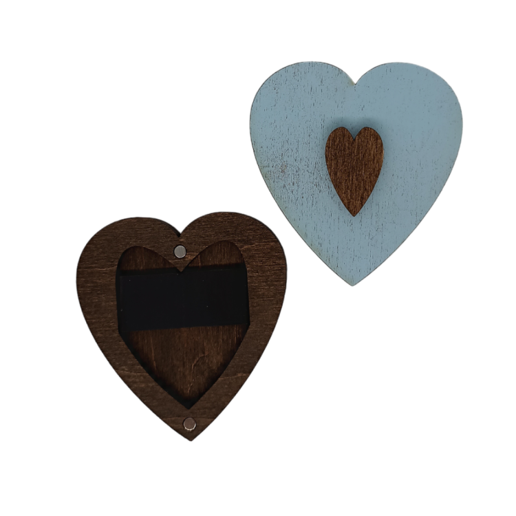 Estuche para Agujas Corazón Azul - Artesanía en Madera Wizardi KF056/100B