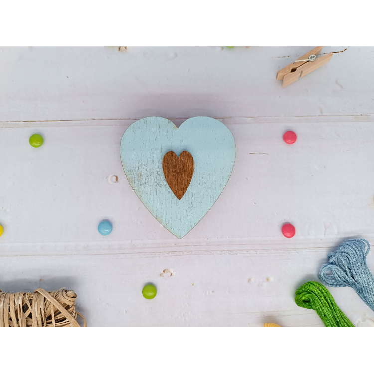 Estuche para Agujas Corazón Azul - Artesanía en Madera Wizardi KF056/100B