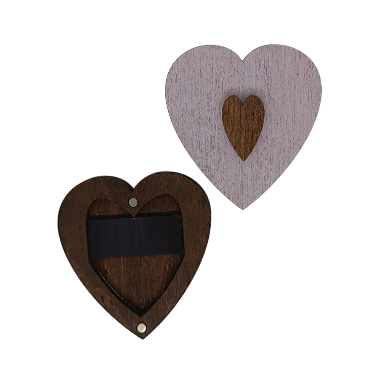Porta Agujas de Madera con Corazón Rosa - Wizardi KF056/100P