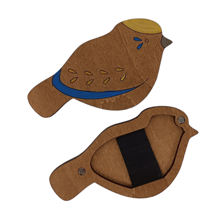 Estuche Organizador de Agujas en Forma de Pájaro con Detalles Azules - Wizardi KF056/110-1