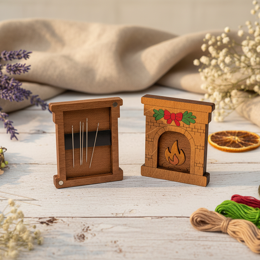 Wizardi KF056/125 Wooden Needle Case – Decorative Fireplace