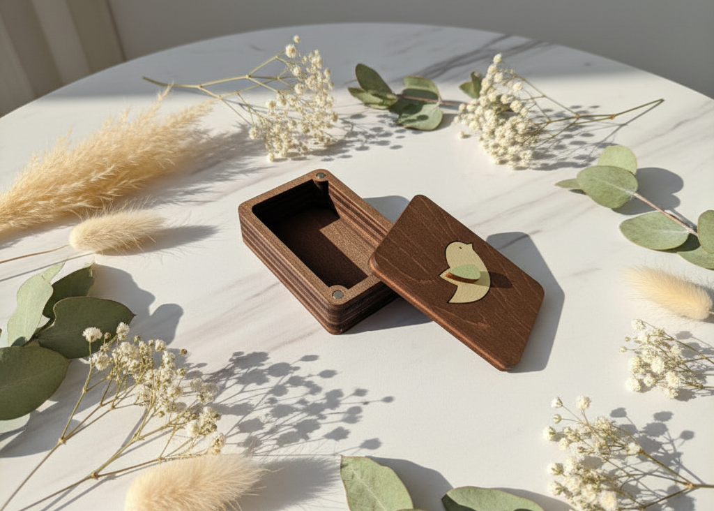 Caja de Madera con Diseño de Pajarito KF057/33