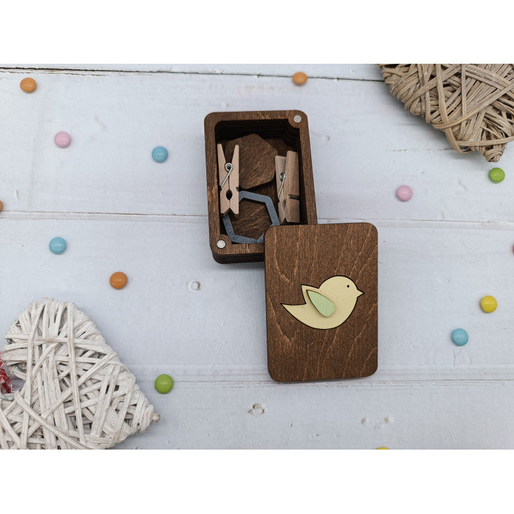 Caja de Madera con Diseño de Pajarito KF057/33