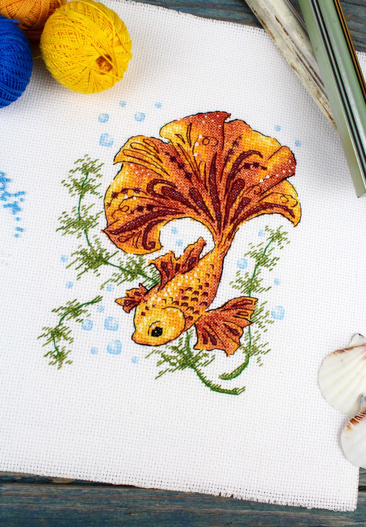 Kit de broderie au point de croix « Poisson magique » MP Studia SM-785 – Motif aquatique élégant