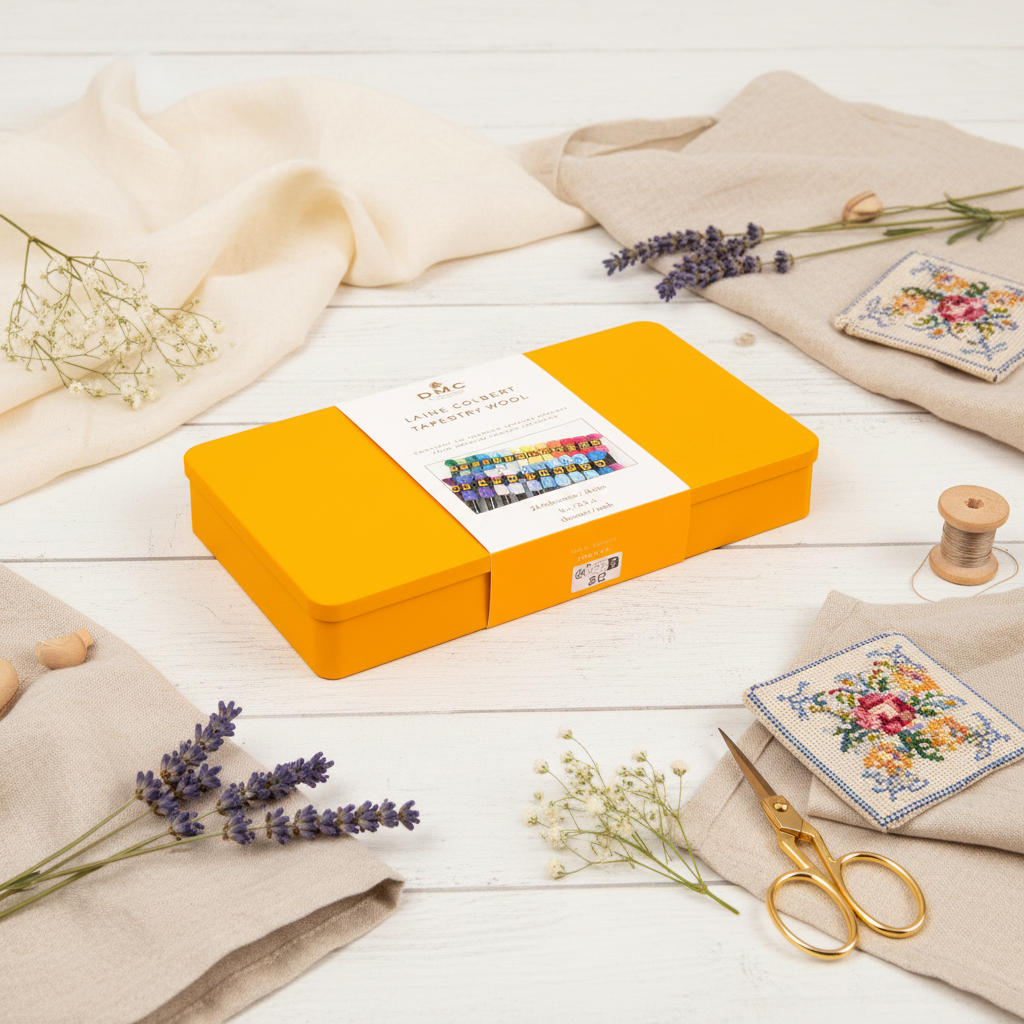 Caja Metálica con 24 Madejas de Lana DMC Colbert - Edición Limitada: La Elegancia del Bordado