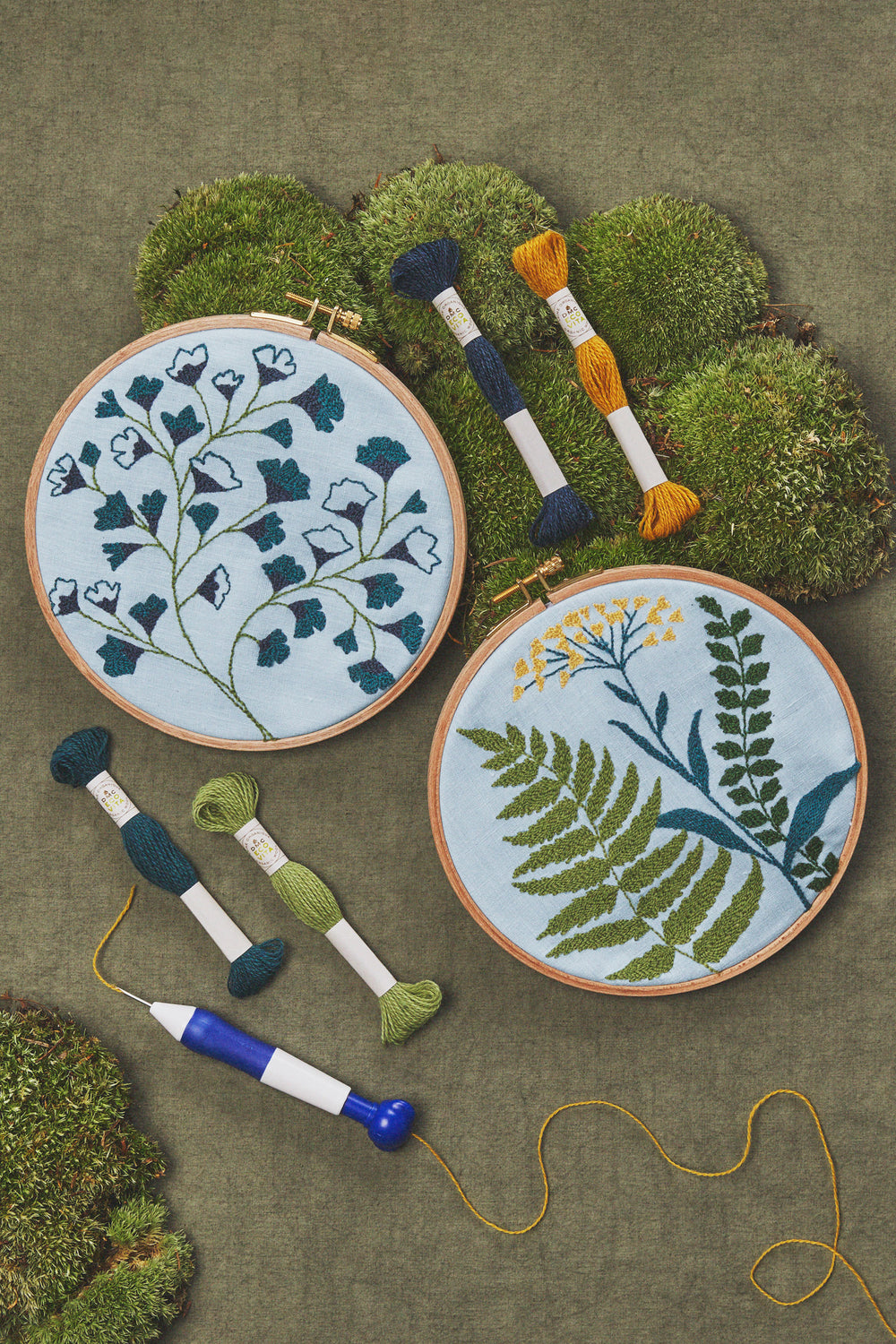 A Walk in the Forest" - Eco Vita Organic Wool Thread with Natural Dyes - Cross Stitch and Punch Needle Embroidery Book