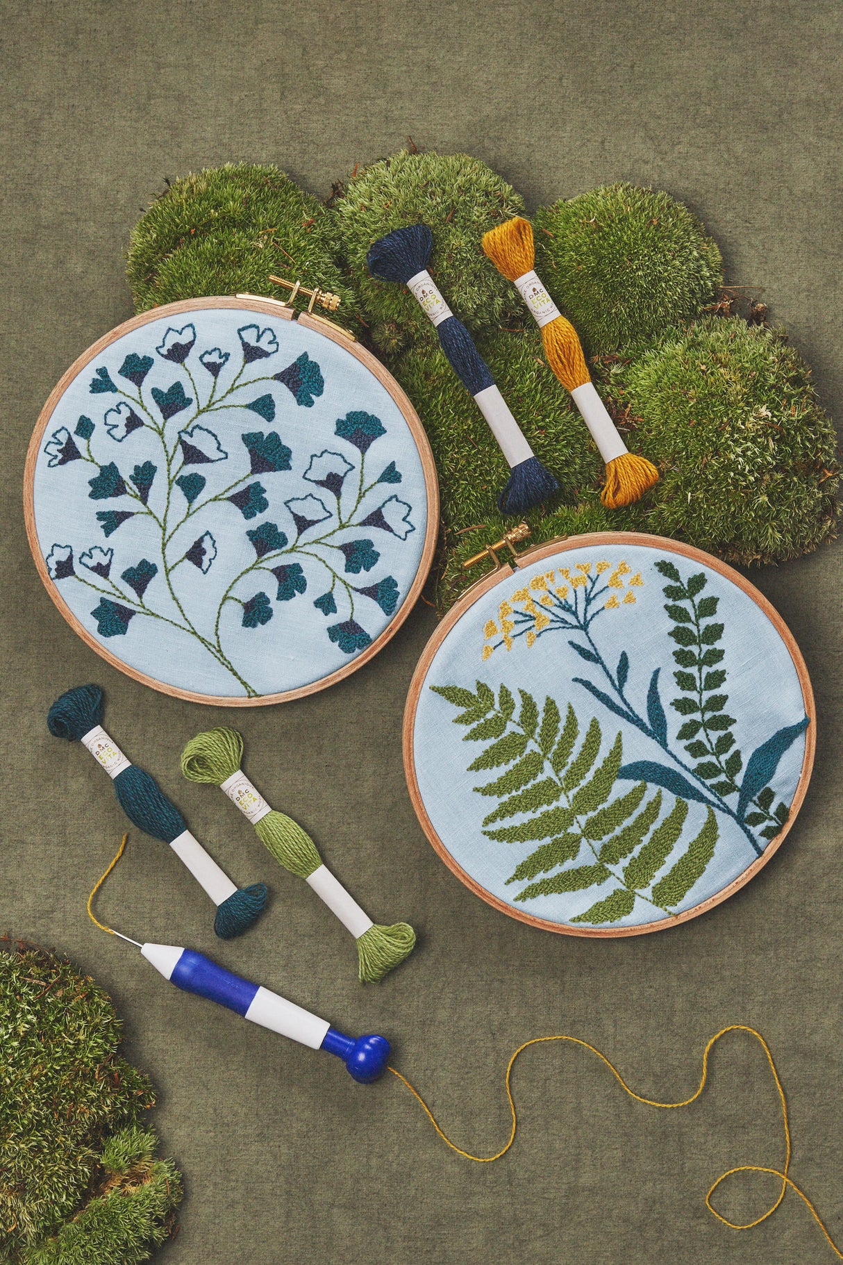 A Walk in the Forest" - Eco Vita Organic Wool Thread with Natural Dyes - Cross Stitch and Punch Needle Embroidery Book