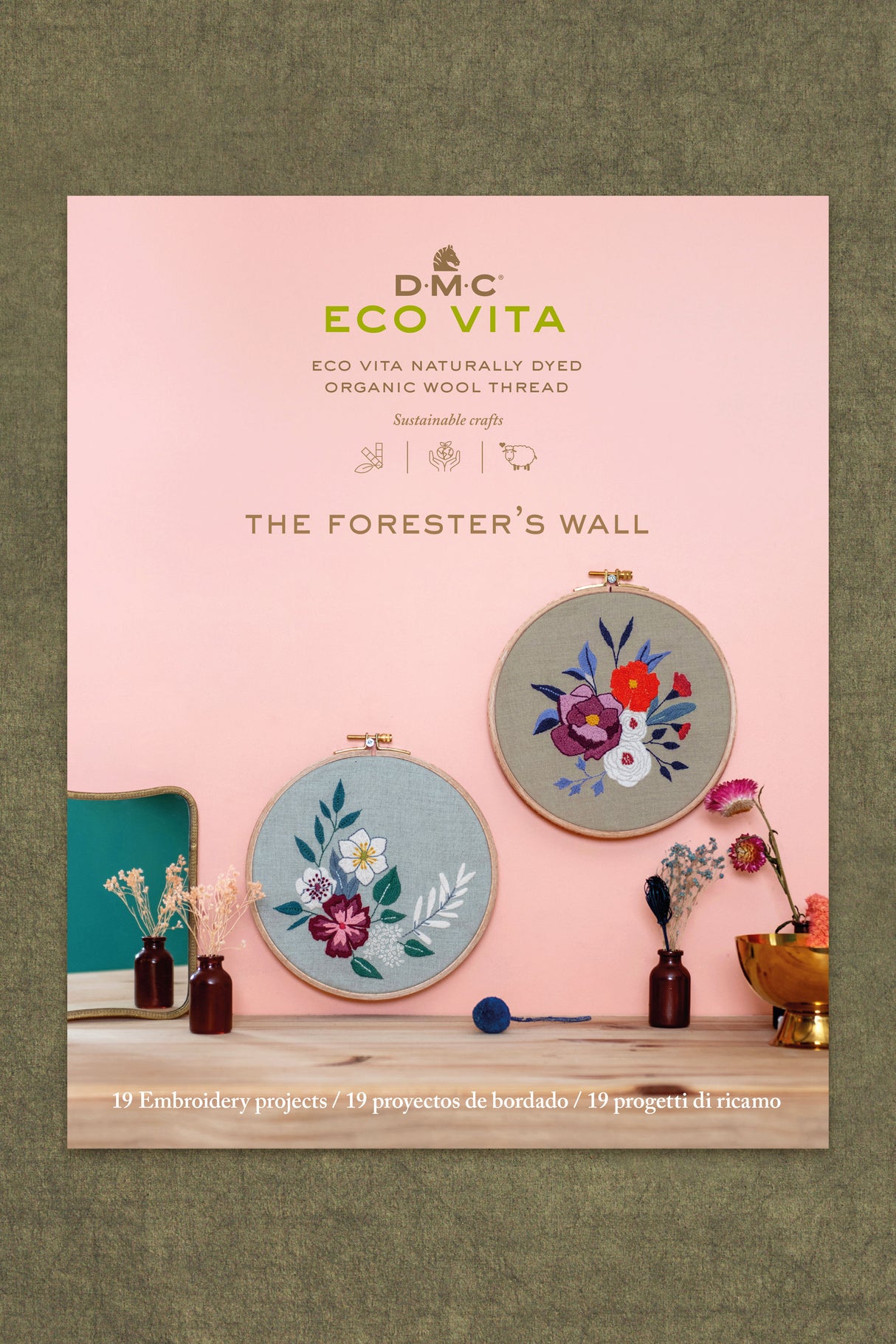 A Walk in the Forest" - Eco Vita Organic Wool Thread with Natural Dyes - Cross Stitch and Punch Needle Embroidery Book