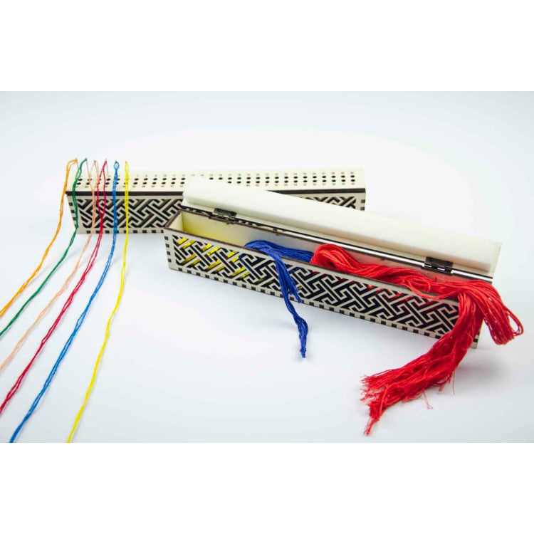 Organisateur d'aiguilles sur base en bois, IVOIRE avec 60 trous OG-006