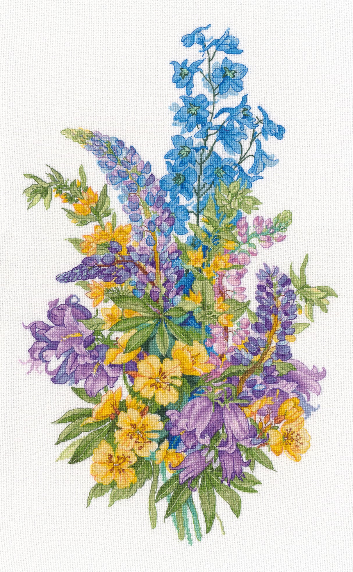 Kit de Punto de Cruz “Lupines” Oven 1728 – Flores lupinos 27x44 cm Aida 18 ct