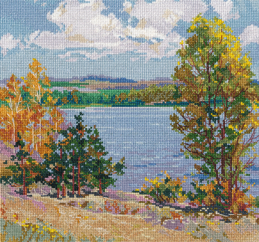 Cross Stitch Kit "Autumn by the River" Oven 1651 – Natural Landscape