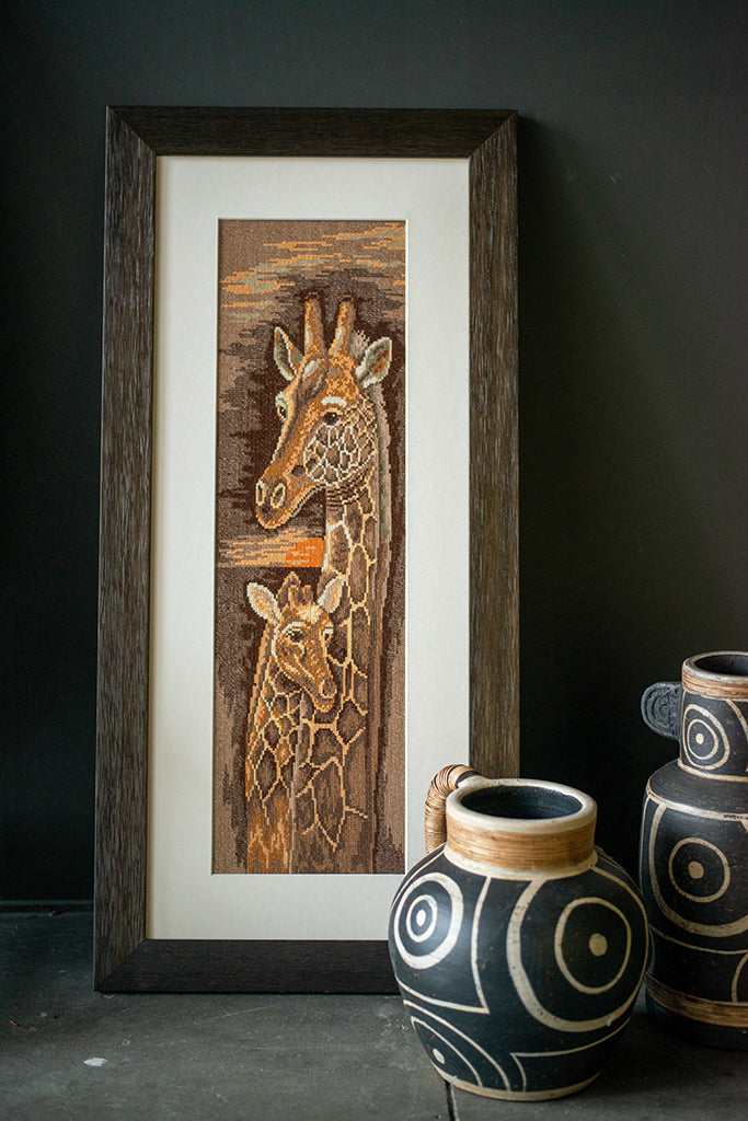 Mère et bébé girafe - Lanarte - Kit point de croix