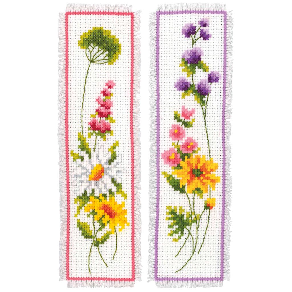Kit point de croix - Vervaco - KIT SIGNET FLEURS LOT DE 2