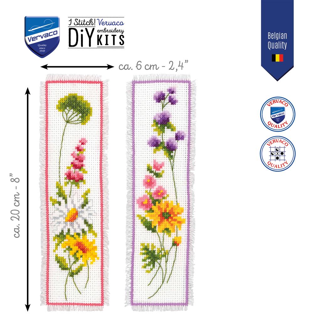 Kit point de croix - Vervaco - KIT SIGNET FLEURS LOT DE 2