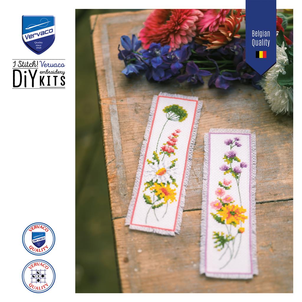 Kit point de croix - Vervaco - KIT SIGNET FLEURS LOT DE 2