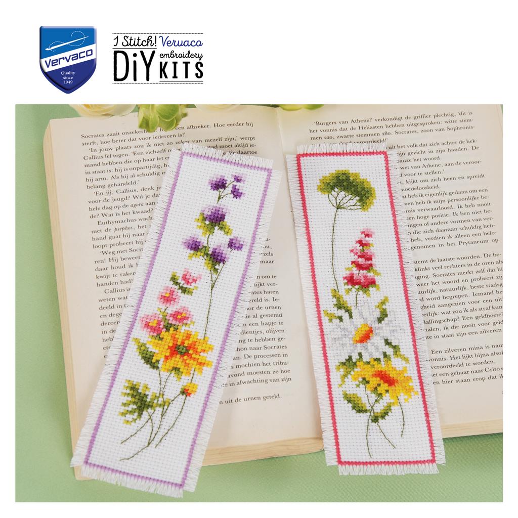 Kit point de croix - Vervaco - KIT SIGNET FLEURS LOT DE 2