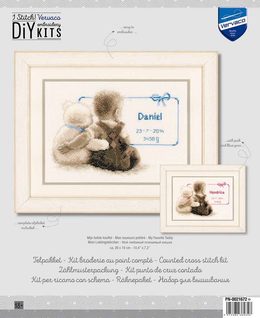 Mi peluche favorito - Vervaco - Kit de punto de cruz PN-0021672