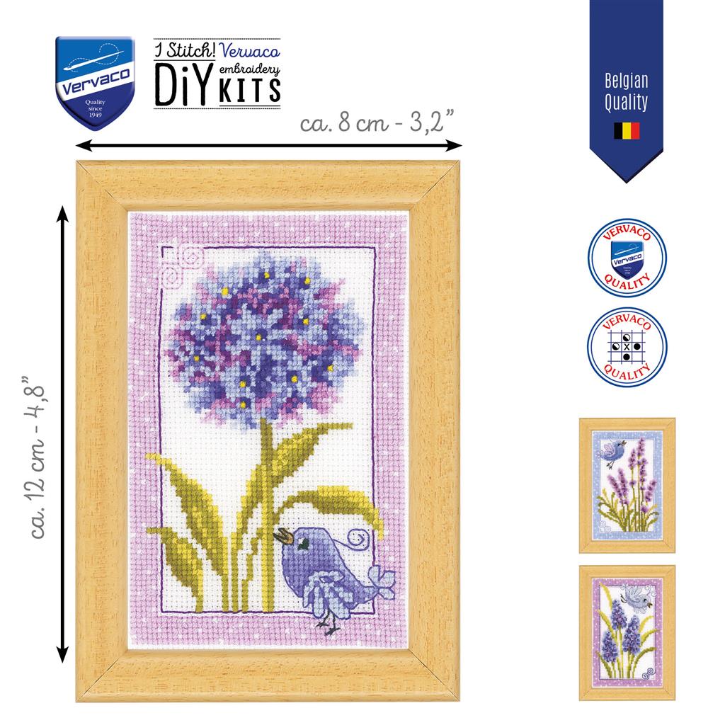 Bird with flowers set of 3 - Vervaco - Kit de punto de cruz PN-0143718