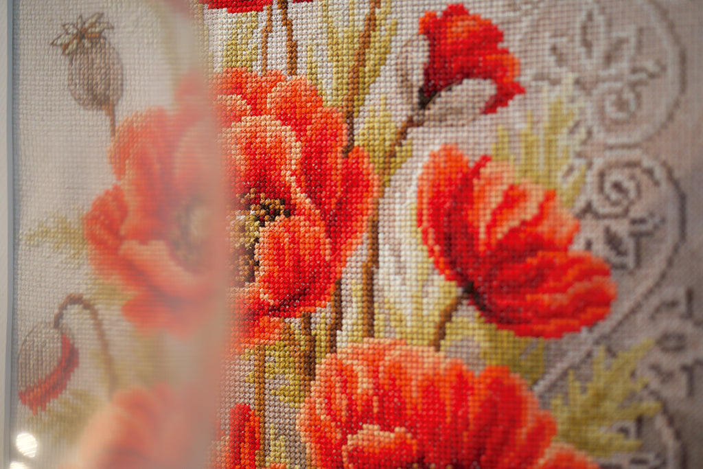 Amapolas y remolinos - Vervaco - Kit de punto de cruz