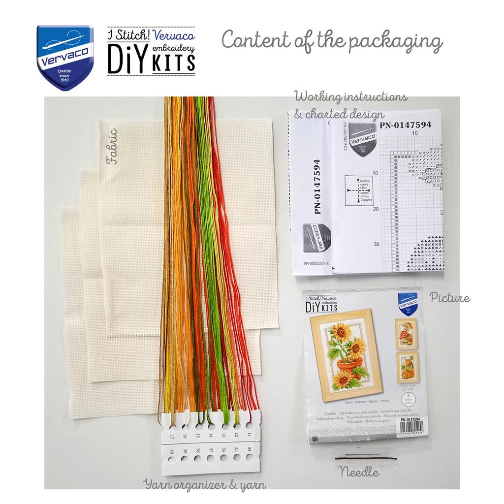 Autumn set of 3 - Vervaco - Cross stitch kit PN-0147594