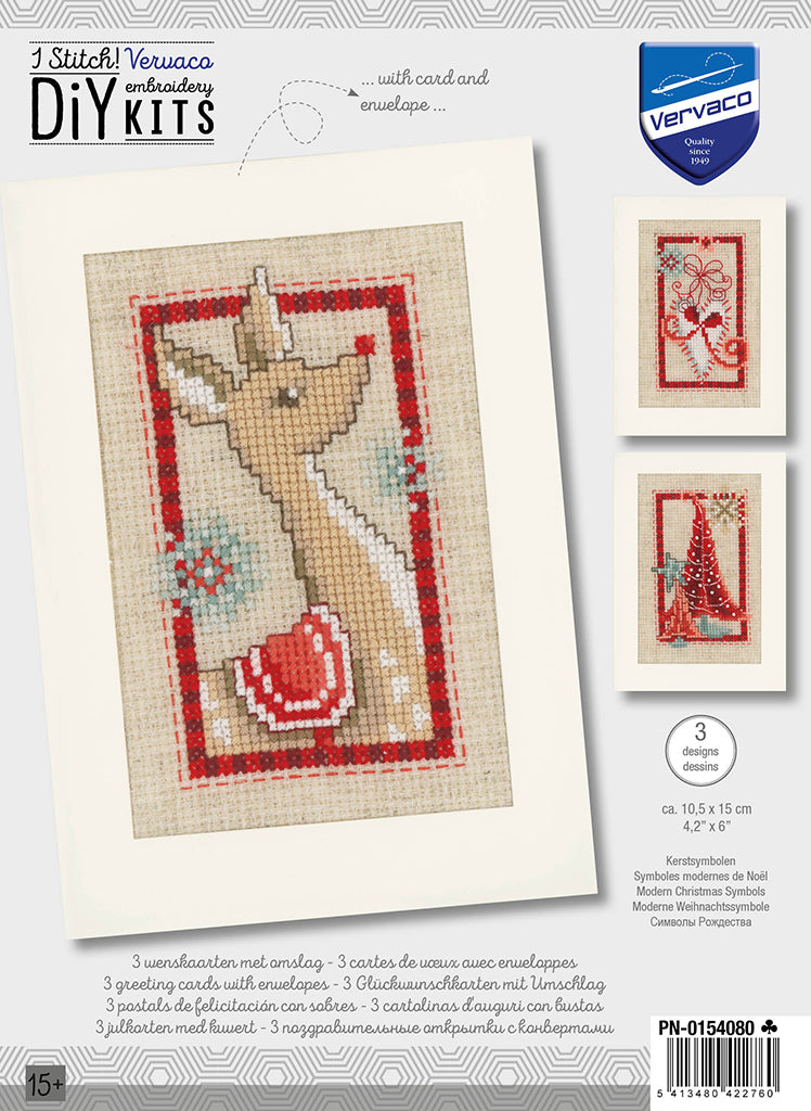 Greeting cards: Christmas symbols - Vervaco - Cross stitch kit PN-0154080