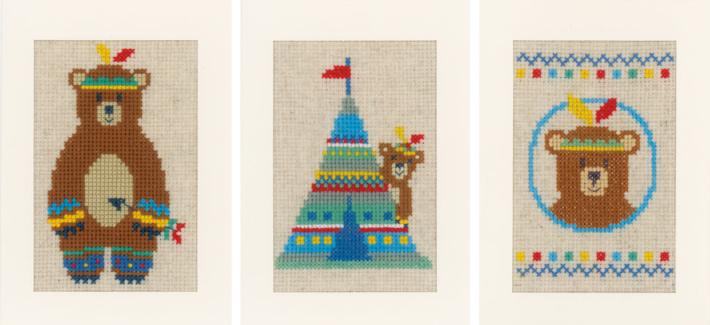 Indian bear set of 3 - Vervaco - Kit de punto de cruz PN-0155772