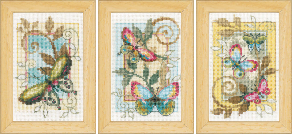 Deco butterflies set of 3 - Vervaco - Kit de punto de cruz PN-0155948