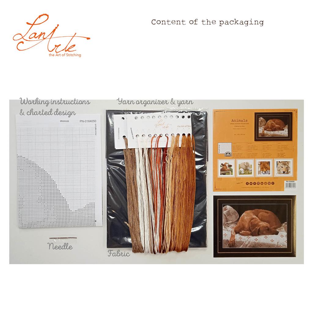 Perro durmiendo - Lanarte - Kit de punto de cruz PN-0164050