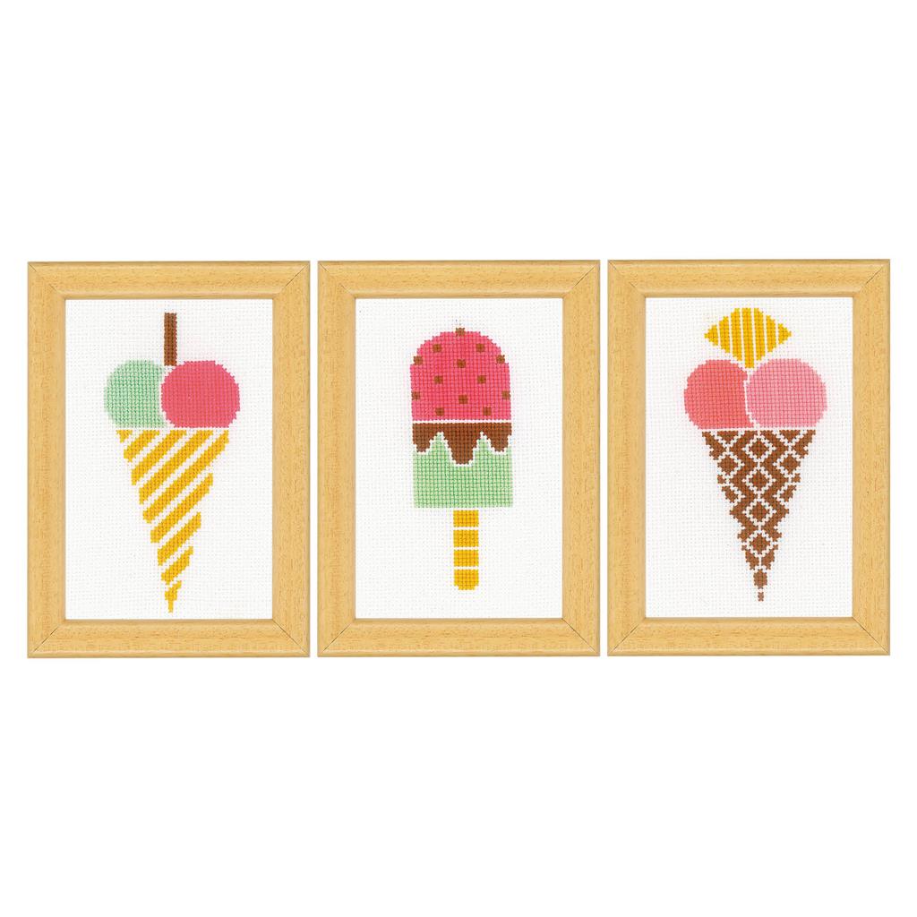 Ice creams set of 3 - Vervaco - Kit de punto de cruz PN-0164923