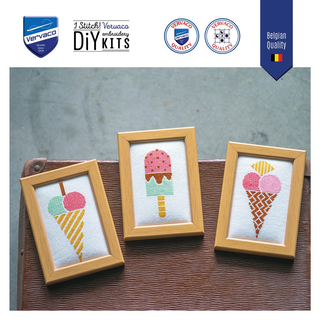 Ice creams set of 3 - Vervaco - Kit de punto de cruz PN-0164923