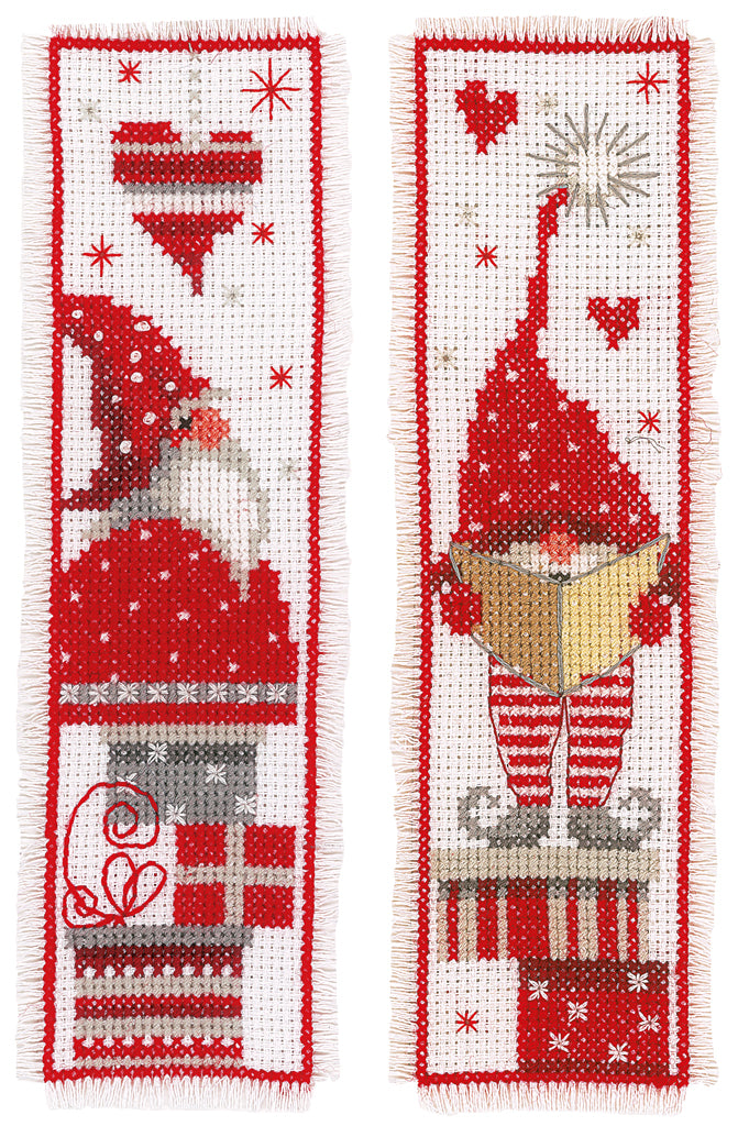 Marcapáginas Gnomos de Navidad - Vervaco - Kit de punto de cruz PN-0165984
