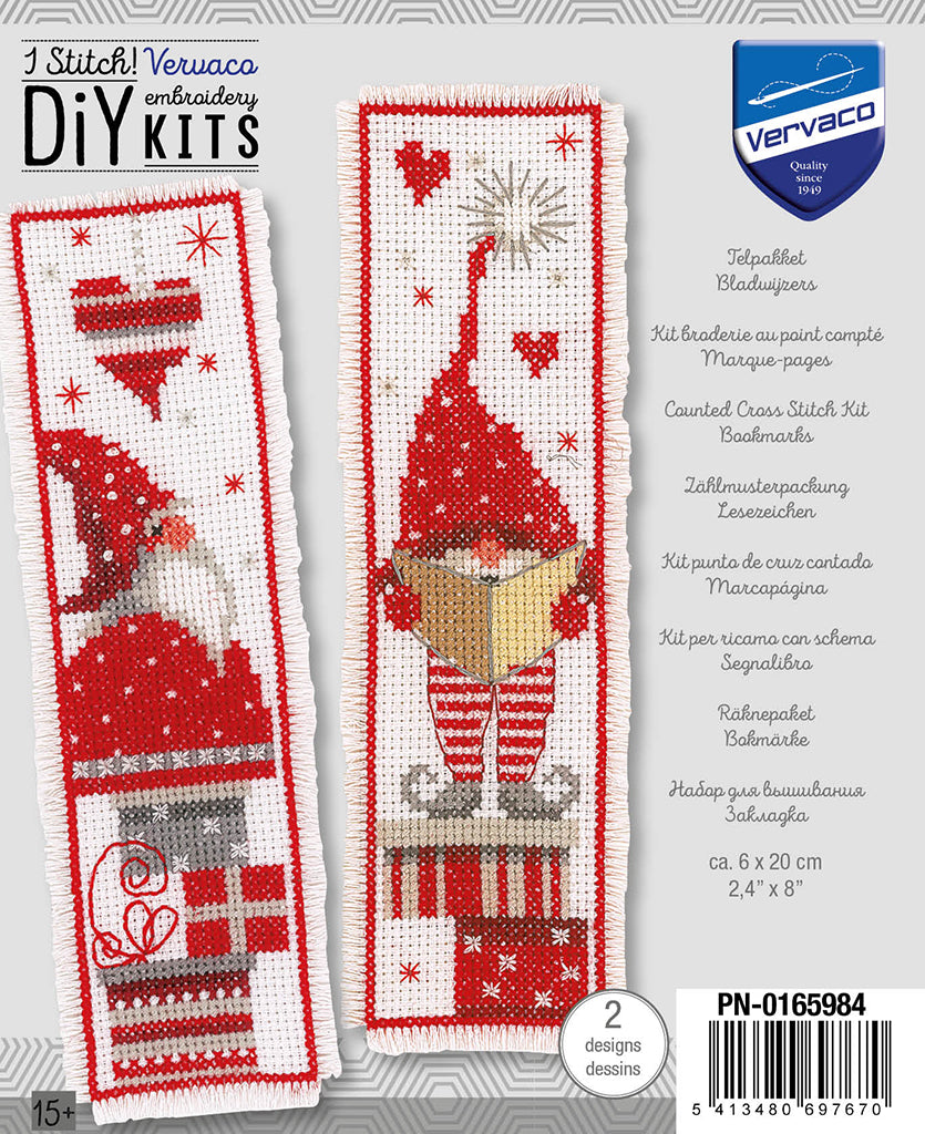 Marcapáginas Gnomos de Navidad - Vervaco - Kit de punto de cruz PN-0165984