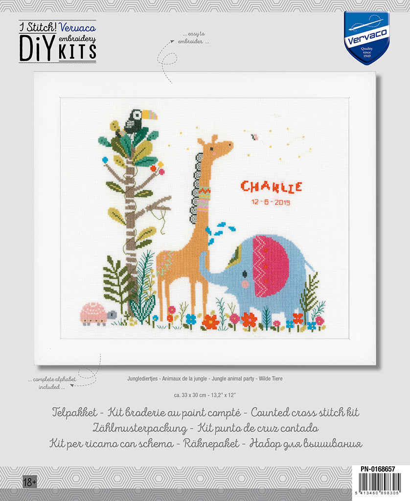Fiesta de los animales de la selva - Vervaco - Kit de punto de cruz PN-0168657
