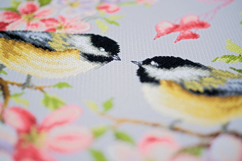 Tits in flower wreath - Vervaco - Kit de punto de cruz PN-0169582