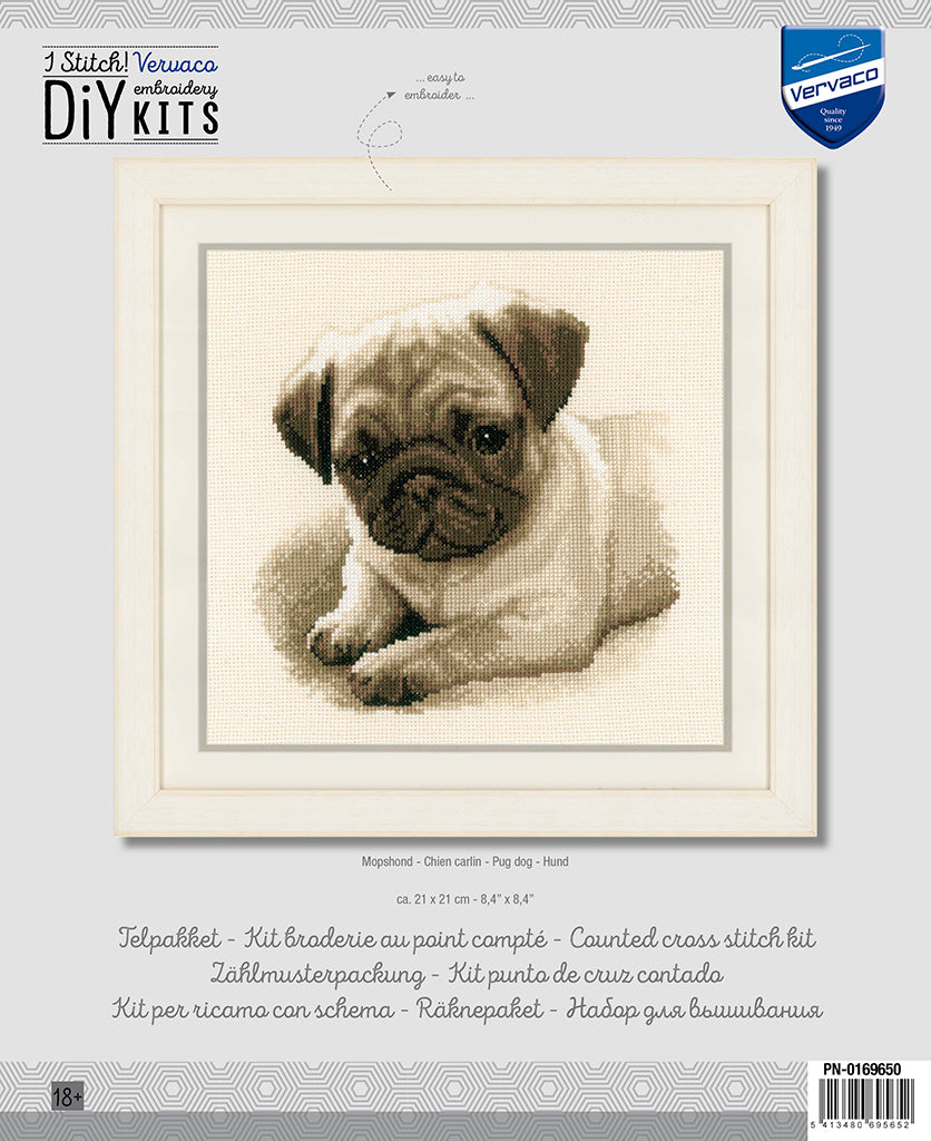 Pug dog - Vervaco - Kit de punto de cruz PN-0169650