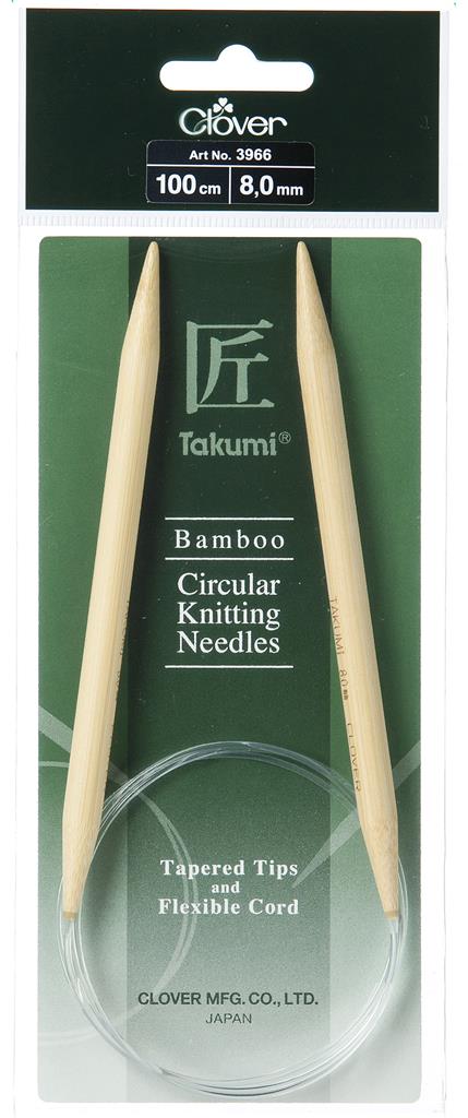 Agujas Circulares de Bambú Takumi de Clover - 100 cm para Tejidos de Alta Calidad