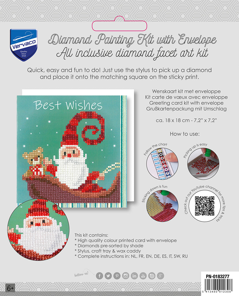 Happy Santa Greeting Card - Vervaco - Kit Punto Diamante