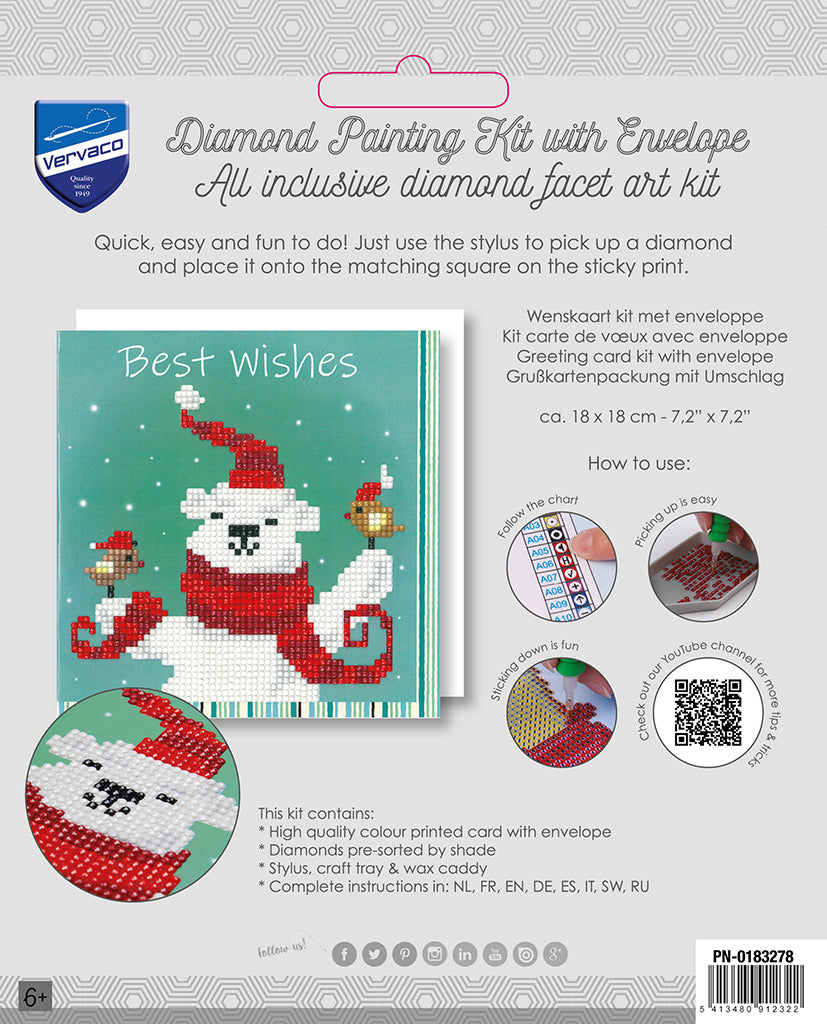 Happy bear. Greeting Cards - Vervaco - Diamond Point Kit PN-0183278