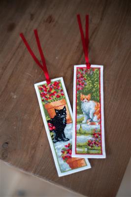 Kit de Punto de Cruz Marcapáginas Gatos – Set de 2 | Vervaco
