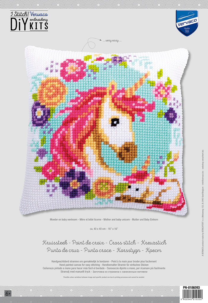 MOTHER AND BABY UNICORN - Kit para crear una almohada - Vervaco