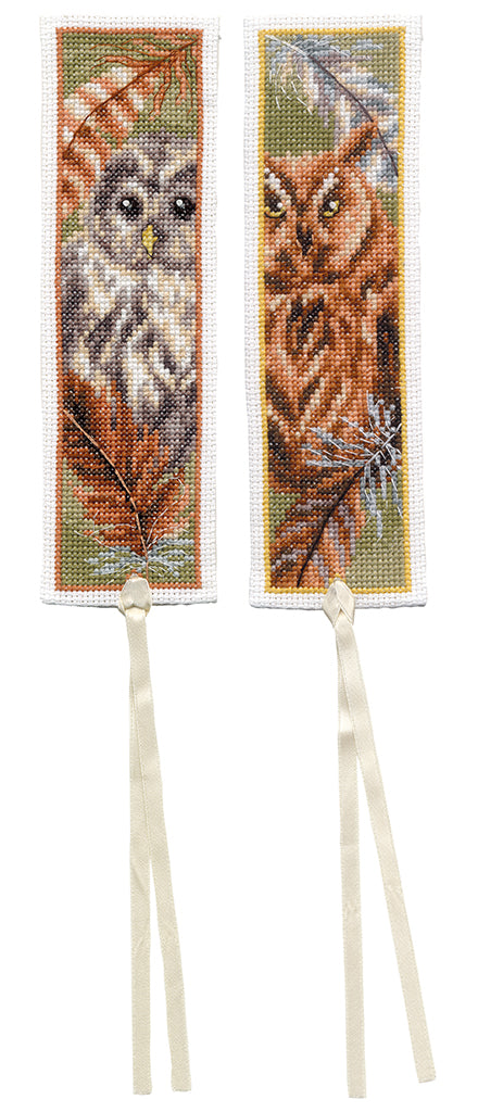 Owl with feathers set of 2 - Vervaco - Kit de punto de cruz PN-0187973
