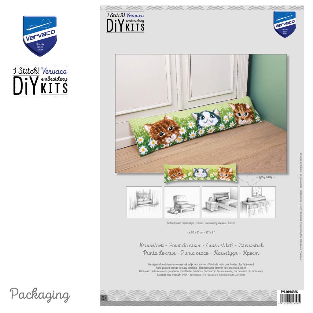 Cats Among Daisies - Kit para crear una almohada - Vervaco PN-0194686