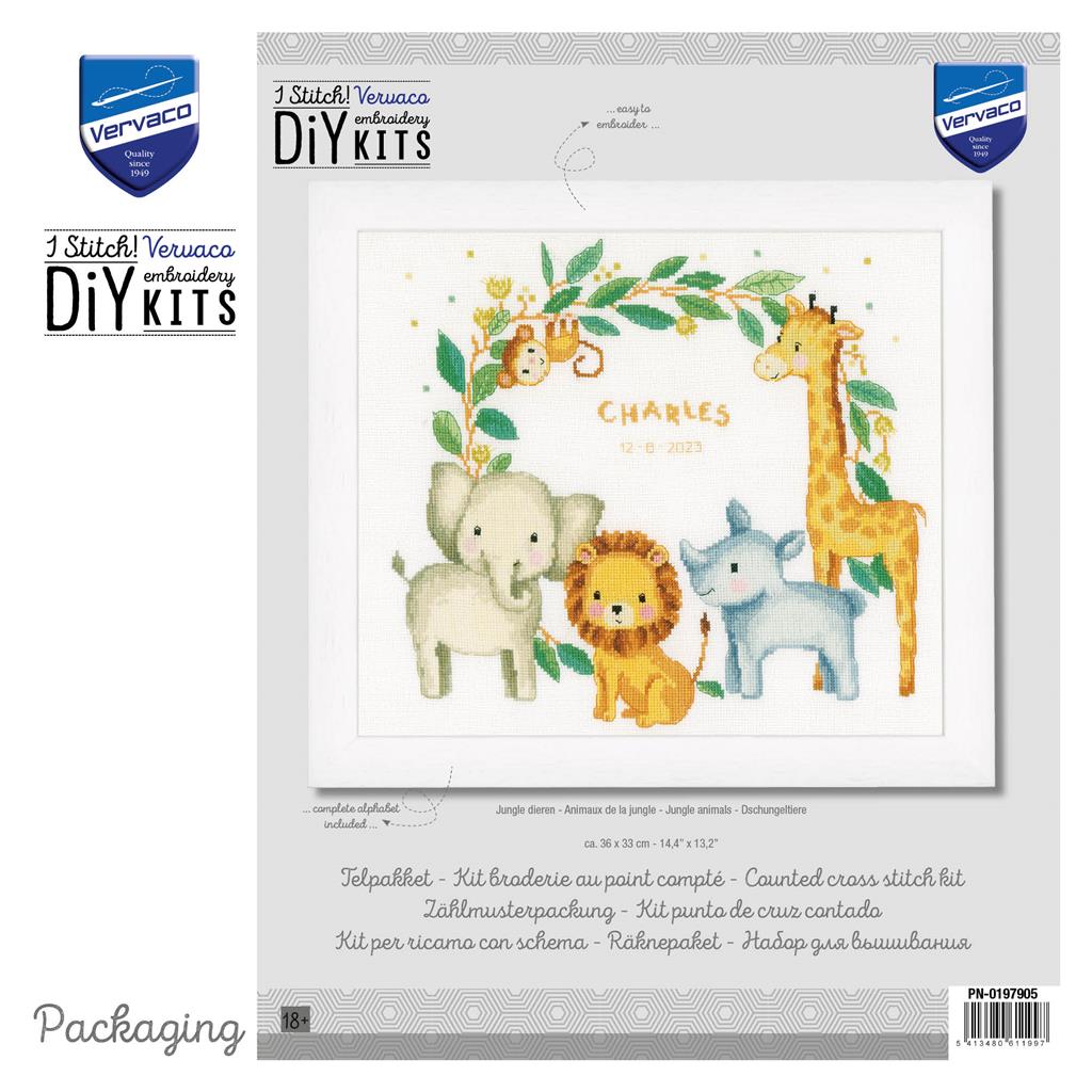 Jungle Animals - Vervaco - Kit de punto de cruz PN-0197905