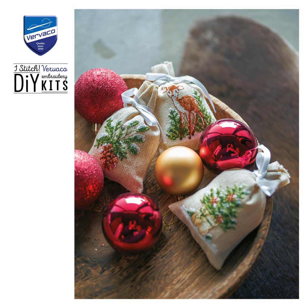 Vervaco Winter Motifs Potpourri Bag Embroidery Kit - Set of 3