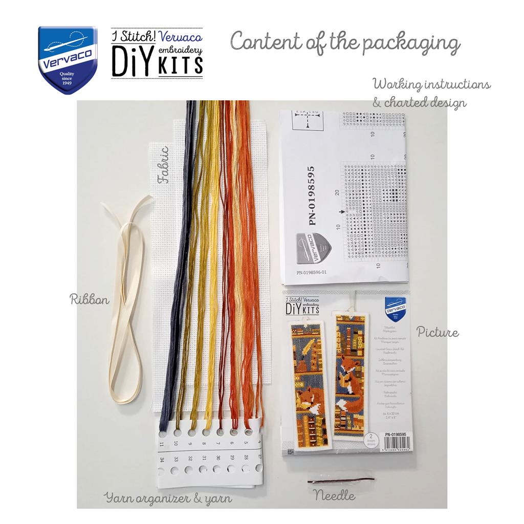 Foxes in bookshelf set of 2 - Vervaco - Cross stitch kit PN-0198595