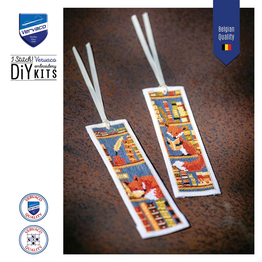 Foxes in bookshelf set of 2 - Vervaco - Cross stitch kit PN-0198595