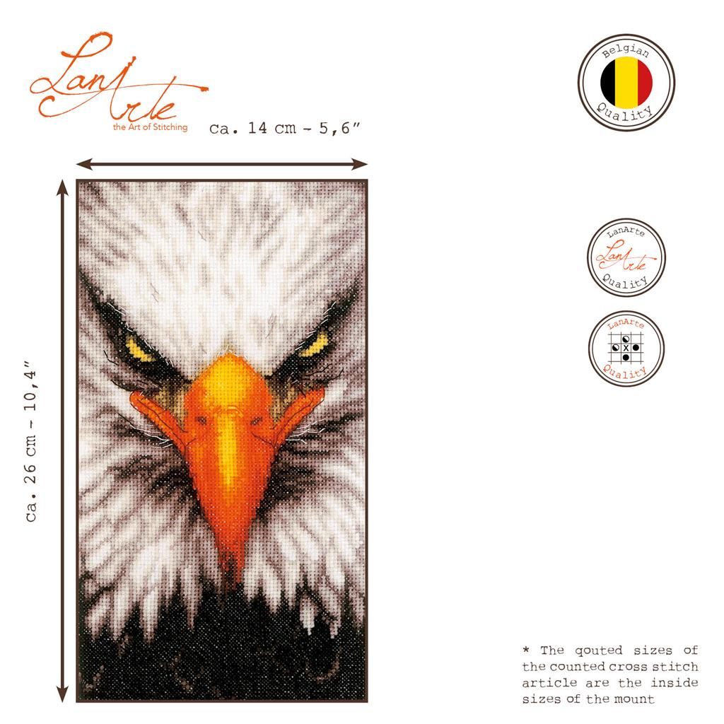Kit Punto de Cruz Close-up Eagle en Tela Aida - Lanarte PN-0199444
