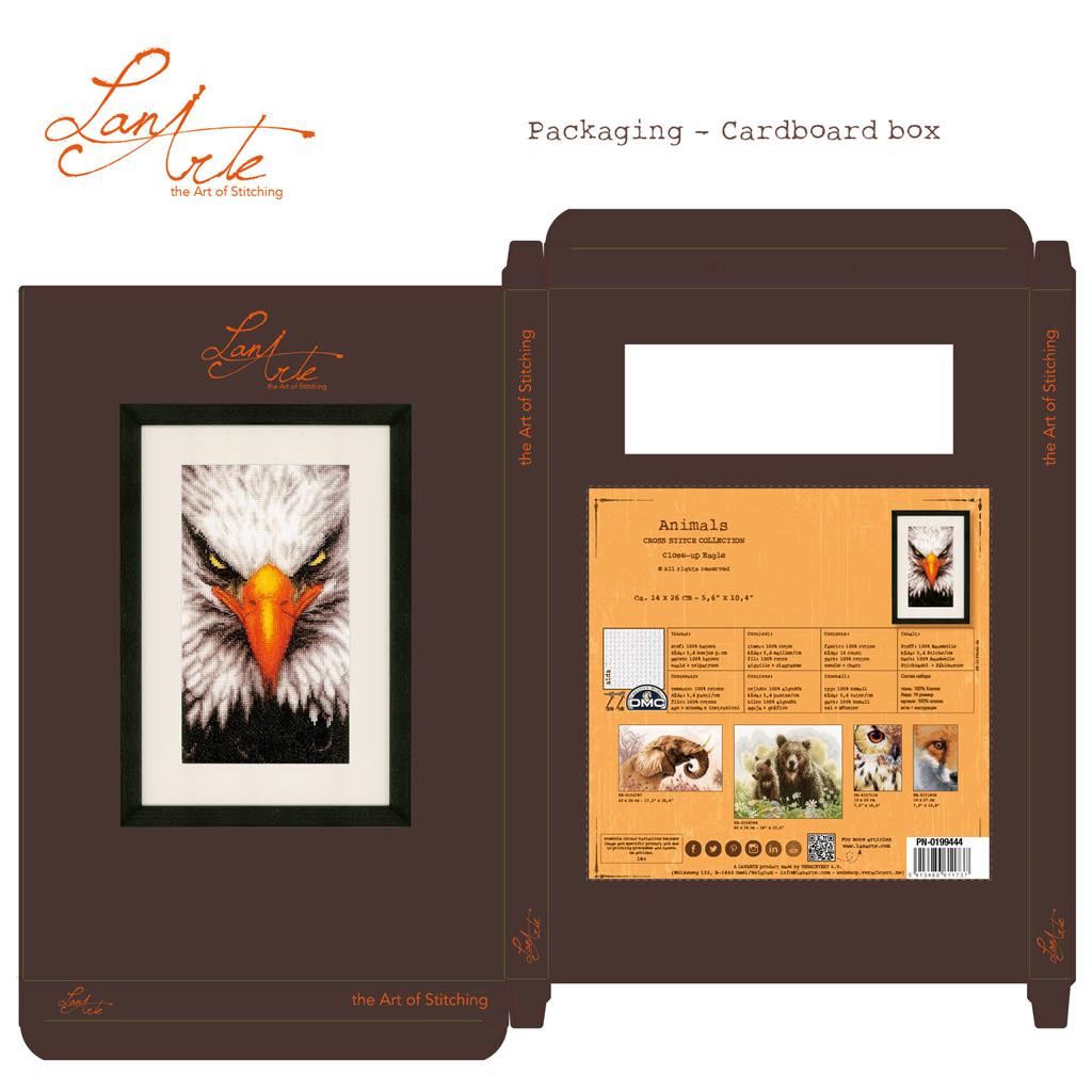 Kit Punto de Cruz Close-up Eagle en Tela Aida - Lanarte PN-0199444